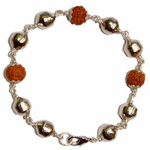 Parad bracelet - with small Rudrakshas made in silver